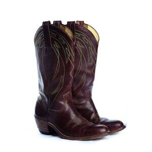 Men’s FRYE Cowboy Boots Cordovan Leather #2329 Size 8.5 Vintage